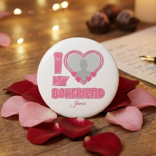 Custom I Love My Boyfriend – Add Photo & Name 3 Cm Round Badge