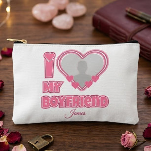 Custom I Love My Boyfriend – Add Photo & Name Accessory Pouch