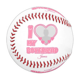 Custom I Love My Boyfriend – Add Photo & Name Baseball