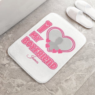 Custom I Love My Boyfriend – Add Photo & Name Bath Mat