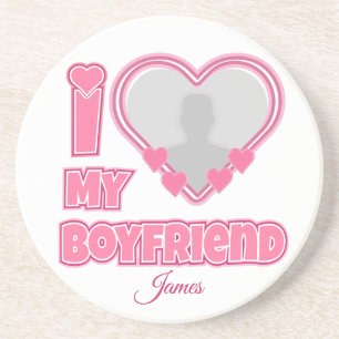Custom I Love My Boyfriend – Add Photo & Name Coaster