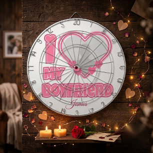 Custom I Love My Boyfriend – Add Photo & Name Dartboard
