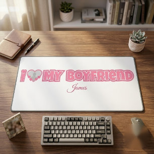 Custom I Love My Boyfriend – Add Photo & Name Desk Mat