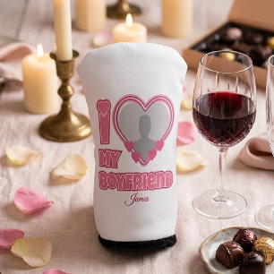 Custom I Love My Boyfriend – Add Photo & Name Golf Head Cover