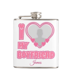 Custom I Love My Boyfriend – Add Photo & Name Hip Flask