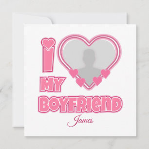 Custom I Love My Boyfriend – Add Photo & Name Holiday Card