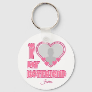 Custom I Love My Boyfriend – Add Photo & Name Key Ring