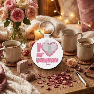 Custom I Love My Boyfriend – Add Photo & Name Key Ring