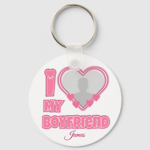 Custom I Love My Boyfriend – Add Photo & Name Key Ring