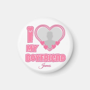 Custom I Love My Boyfriend – Add Photo & Name Magnet