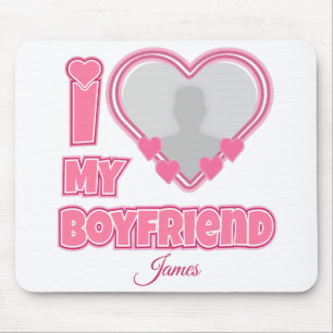 Custom I Love My Boyfriend – Add Photo & Name Mouse Pad