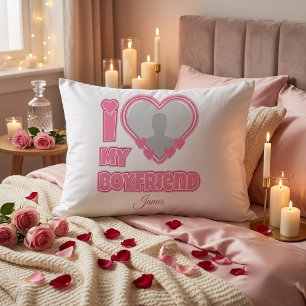 Custom I Love My Boyfriend – Add Photo & Name Pillowcase