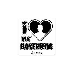 Custom I Love My Boyfriend – Add Photo & Name Rubber Stamp