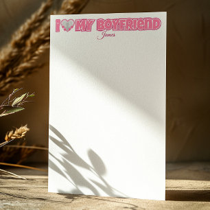 Custom I Love My Boyfriend – Add Photo & Name Stationery