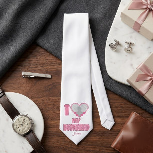 Custom I Love My Boyfriend – Add Photo & Name Tie