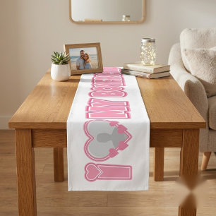 Custom I Love My Boyfriend – Add Photo Short Table Runner