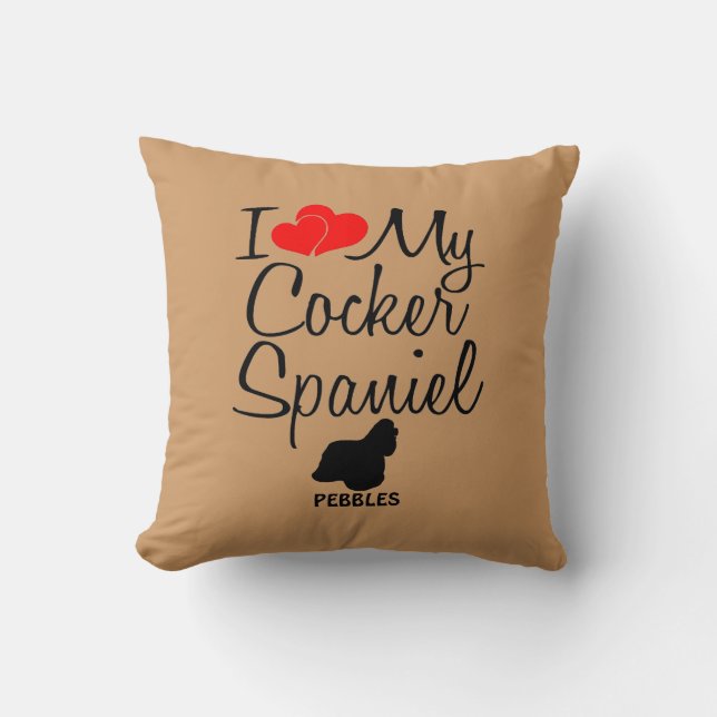 Custom I Love My Cocker Spaniel Cushion (Front)