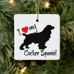 CUSTOM I Love My Cocker Spaniel Dog Ceramic Ornament