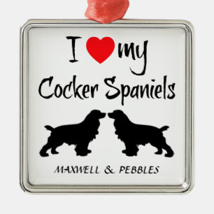 Custom I Love My Cocker Spaniels Metal Tree Decoration