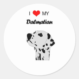 Custom I Love My Dalmatian Dog Heart Classic Round Sticker