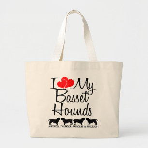 Custom I Love My Four Basset Hounds Bag