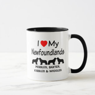 Custom I Love My Four Newfoundland Dogs Mug