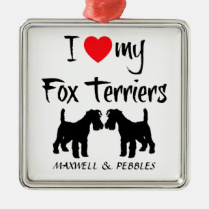 Custom I Love My Fox Terriers Metal Ornament