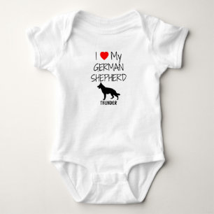 Custom I Love My German Shepherd Baby Bodysuit