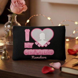 Custom I Love My Girlfriend – Add Photo & Name Accessory Pouch