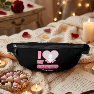 Custom I Love My Girlfriend – Add Photo & Name Bum Bags