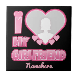 Custom I Love My Girlfriend – Add Photo & Name Ceramic Tile