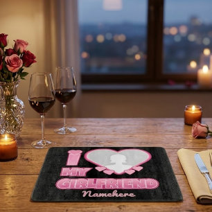 Custom I Love My Girlfriend – Add Photo & Name Cutting Board