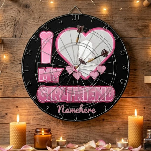 Custom I Love My Girlfriend – Add Photo & Name Dartboard
