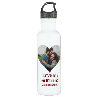 Custom I Love My Girlfriend Heart Photo 710 Ml Water Bottle
