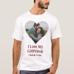 Custom I Love My Girlfriend Heart Photo T-Shirt<br><div class="desc">Custom I Love My Girlfriend Heart Photo. Personalise this template with your photo,  relationship and name</div>