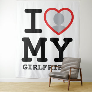 Custom I Love My Girlfriend Photo Funny Meme Tapestry