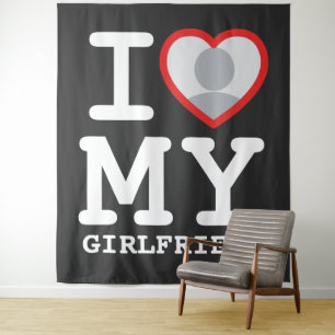 Custom I Love My Girlfriend Photo Funny Meme Tapestry