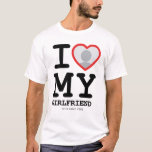 Custom I Love My Girlfriend Photo Text T-Shirt<br><div class="desc">Create your own I Love My Girlfriend Photo Text T-Shirt with this modern and funny shirt template featuring a cool slab serif font and girlfriend photo into a huge red heart. Add your own photo, your name or any personalised text. The "I love My Girlfriend" t-shirt design is inspired by...</div>