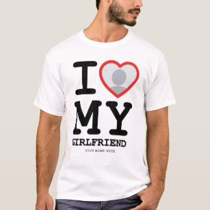 Custom I Love My Girlfriend Photo Text T-Shirt