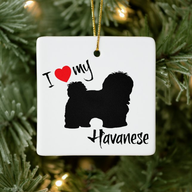 CUSTOM I Love My Havanese Dog Ceramic Ornament (Tree)