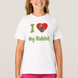 Custom I Love My Holland Lop Rabbit Photo T-Shirt
