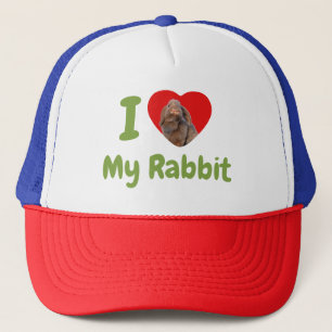 Custom I Love My Holland Lop Rabbit Photo Trucker Hat