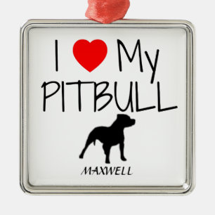 Custom I Love My Pitbull Metal Tree Decoration