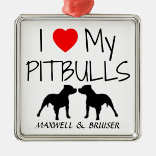 Custom I Love My Pitbulls Metal Tree Decoration
