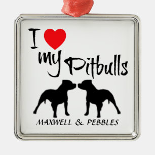 Custom I Love My Pitbulls Metal Tree Decoration