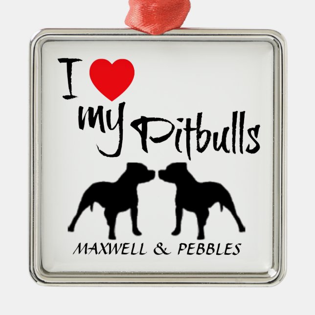 Custom I Love My Pitbulls Metal Tree Decoration (Front)