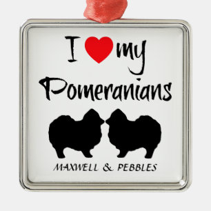 Custom I Love My Pomeranians Metal Ornament