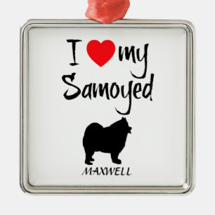 Custom I Love My Samoyed Metal Tree Decoration
