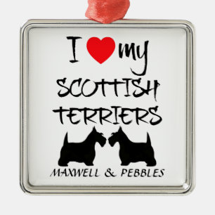 Custom I Love My Scottish Terriers Metal Tree Decoration