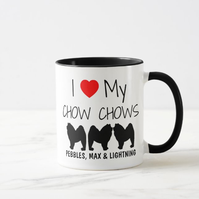 Custom I Love My Three Chow Chows Mug (Right)